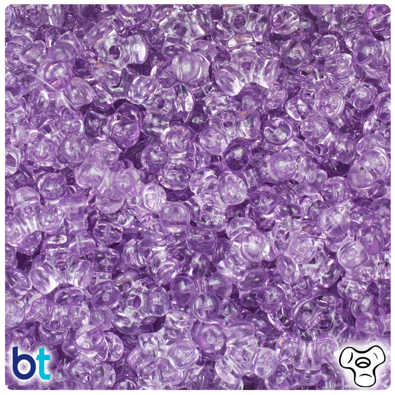 BeadTin Light Amethyst Transparent 11mm TriBead Plastic Craft Beads (500pcs)